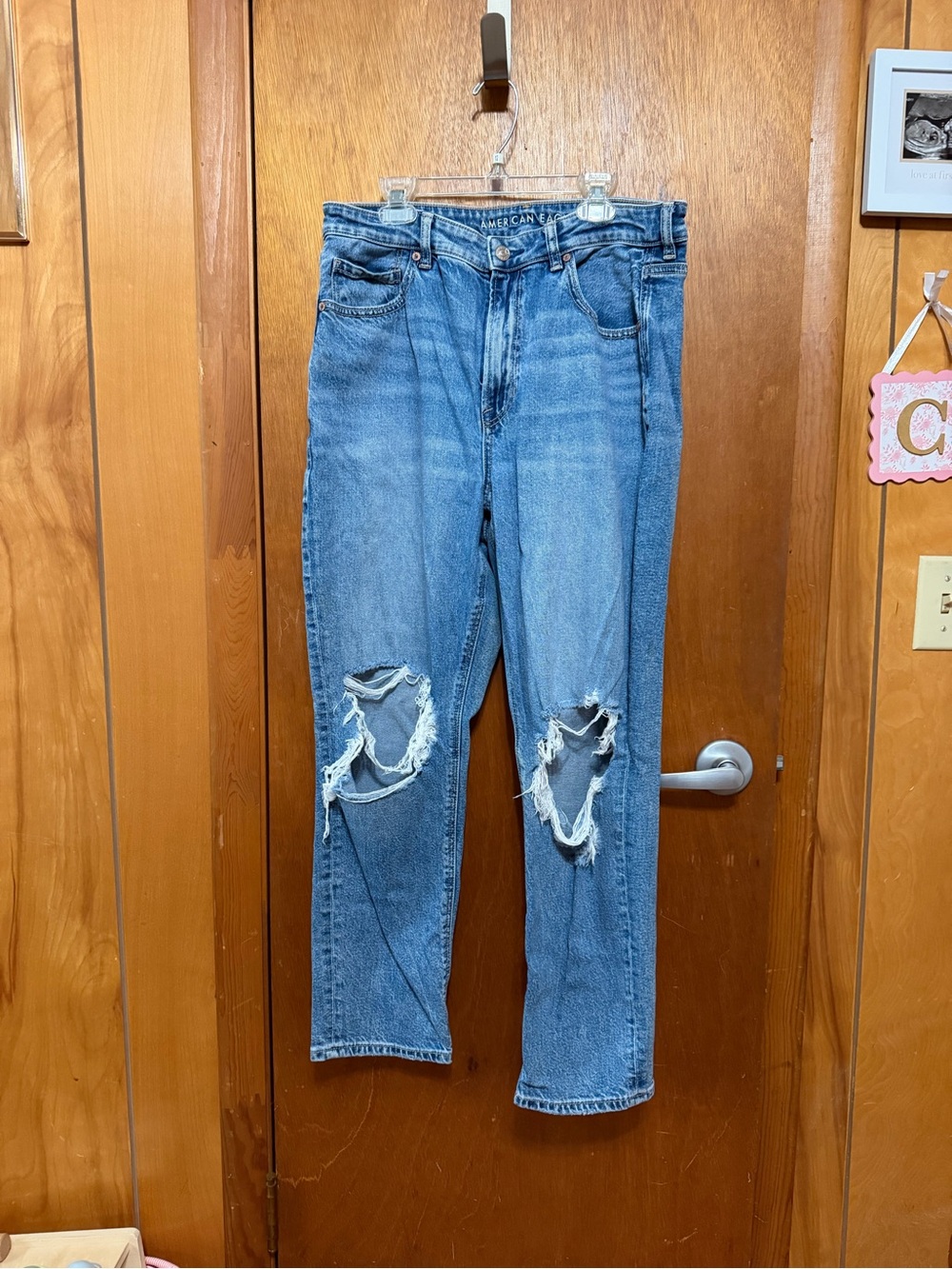 American Eagle Outfitters High-Rise Distressed Blue Jeans